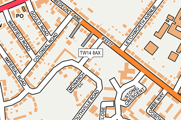 TW14 8AX map - OS OpenMap – Local (Ordnance Survey)