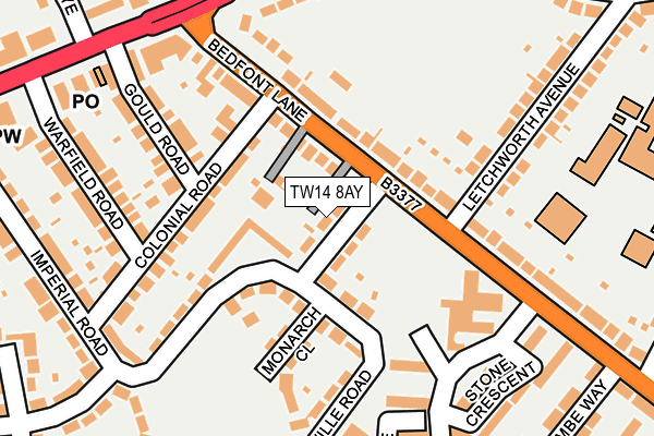 TW14 8AY map - OS OpenMap – Local (Ordnance Survey)