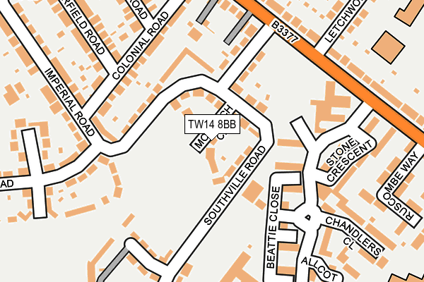 TW14 8BB map - OS OpenMap – Local (Ordnance Survey)