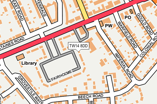 TW14 8DD map - OS OpenMap – Local (Ordnance Survey)