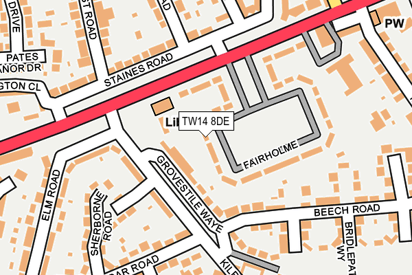 TW14 8DE map - OS OpenMap – Local (Ordnance Survey)