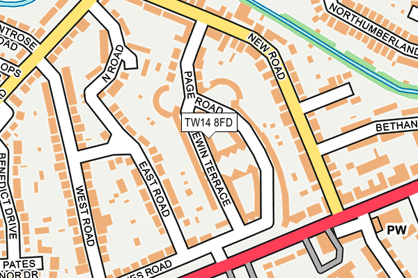 TW14 8FD map - OS OpenMap – Local (Ordnance Survey)