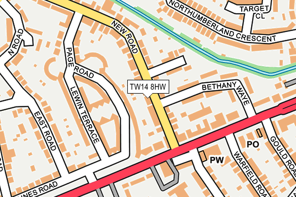 TW14 8HW map - OS OpenMap – Local (Ordnance Survey)