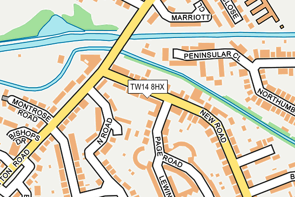 TW14 8HX map - OS OpenMap – Local (Ordnance Survey)