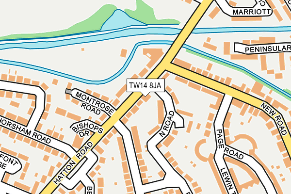 TW14 8JA map - OS OpenMap – Local (Ordnance Survey)
