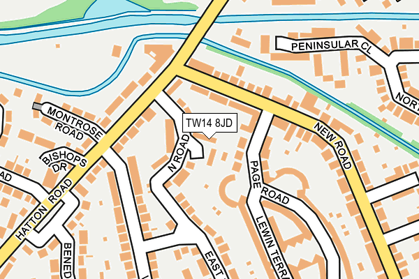 TW14 8JD map - OS OpenMap – Local (Ordnance Survey)