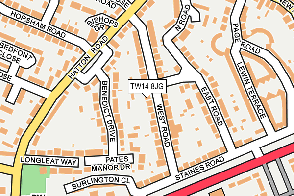 TW14 8JG map - OS OpenMap – Local (Ordnance Survey)