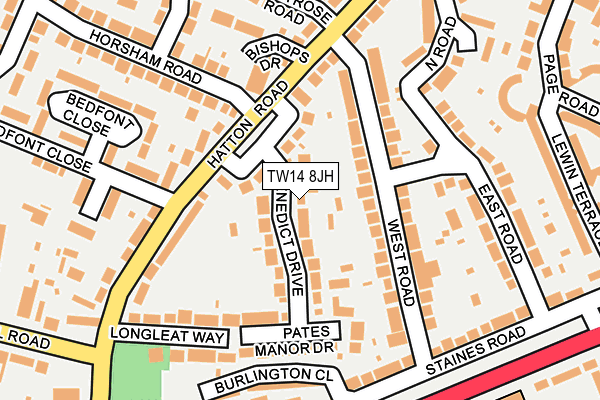 TW14 8JH map - OS OpenMap – Local (Ordnance Survey)