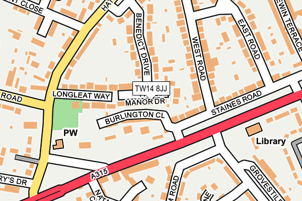 TW14 8JJ map - OS OpenMap – Local (Ordnance Survey)