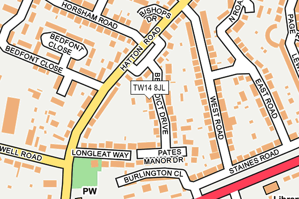TW14 8JL map - OS OpenMap – Local (Ordnance Survey)