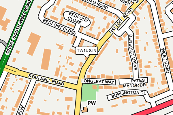 TW14 8JN map - OS OpenMap – Local (Ordnance Survey)