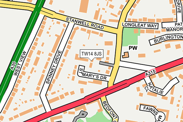 TW14 8JS map - OS OpenMap – Local (Ordnance Survey)