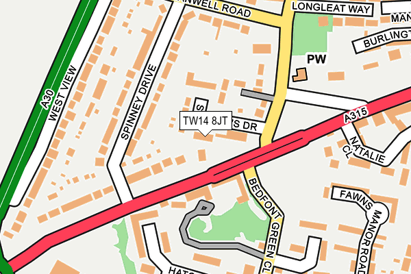 TW14 8JT map - OS OpenMap – Local (Ordnance Survey)