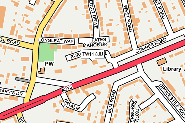 TW14 8JU map - OS OpenMap – Local (Ordnance Survey)