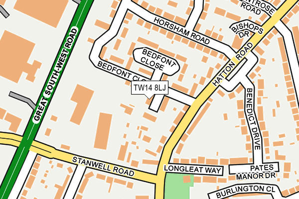 TW14 8LJ map - OS OpenMap – Local (Ordnance Survey)