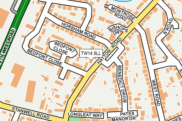 TW14 8LL map - OS OpenMap – Local (Ordnance Survey)