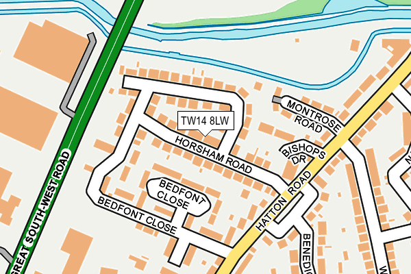 TW14 8LW map - OS OpenMap – Local (Ordnance Survey)