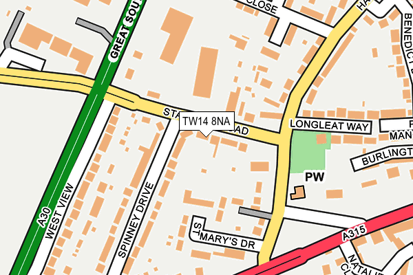 TW14 8NA map - OS OpenMap – Local (Ordnance Survey)