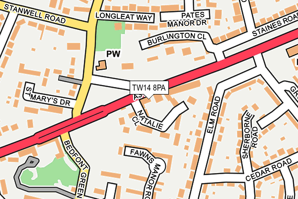 TW14 8PA map - OS OpenMap – Local (Ordnance Survey)