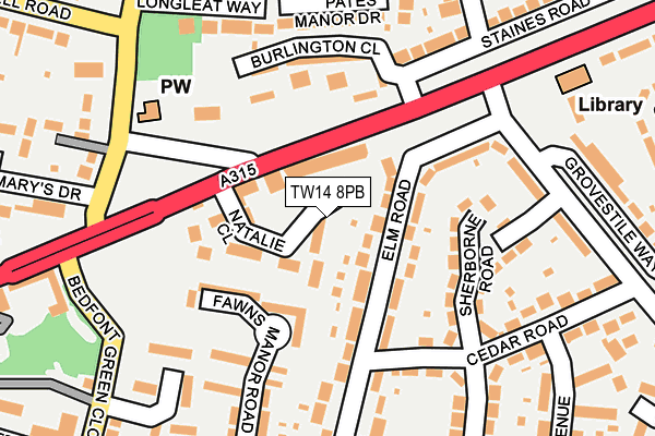 TW14 8PB map - OS OpenMap – Local (Ordnance Survey)