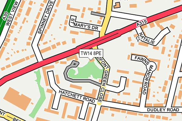 TW14 8PE map - OS OpenMap – Local (Ordnance Survey)