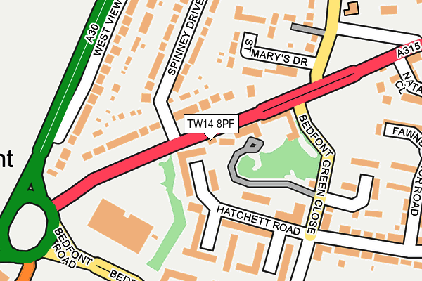 TW14 8PF map - OS OpenMap – Local (Ordnance Survey)