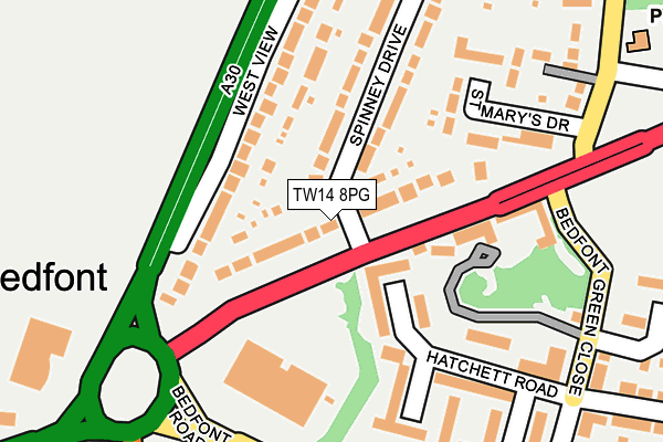 TW14 8PG map - OS OpenMap – Local (Ordnance Survey)