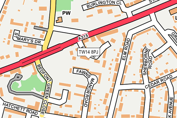 TW14 8PJ map - OS OpenMap – Local (Ordnance Survey)