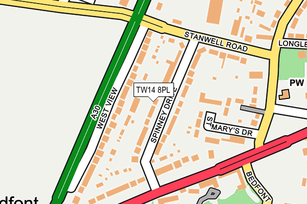 TW14 8PL map - OS OpenMap – Local (Ordnance Survey)