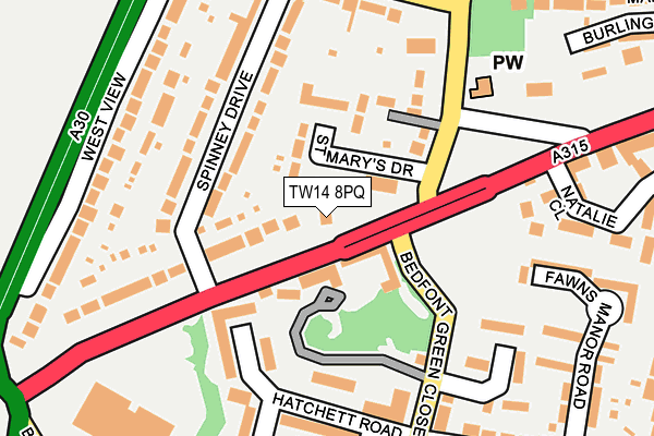 TW14 8PQ map - OS OpenMap – Local (Ordnance Survey)