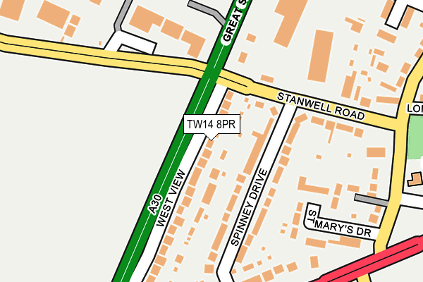 TW14 8PR map - OS OpenMap – Local (Ordnance Survey)