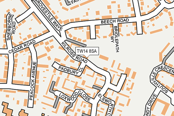 TW14 8SA map - OS OpenMap – Local (Ordnance Survey)