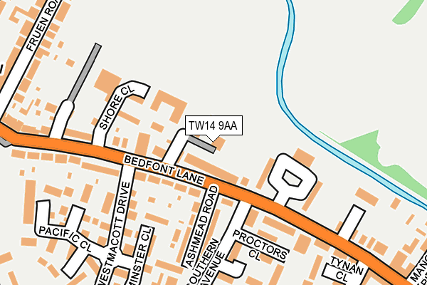 TW14 9AA map - OS OpenMap – Local (Ordnance Survey)