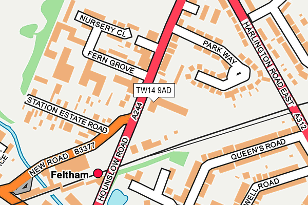 TW14 9AD map - OS OpenMap – Local (Ordnance Survey)