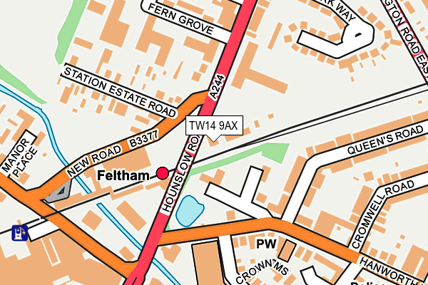 TW14 9AX map - OS OpenMap – Local (Ordnance Survey)