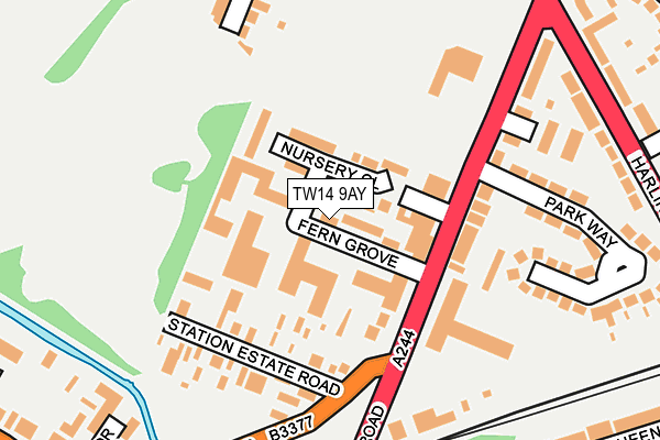 TW14 9AY map - OS OpenMap – Local (Ordnance Survey)