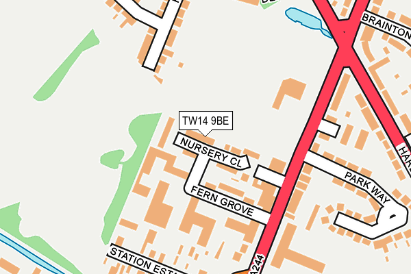 TW14 9BE map - OS OpenMap – Local (Ordnance Survey)