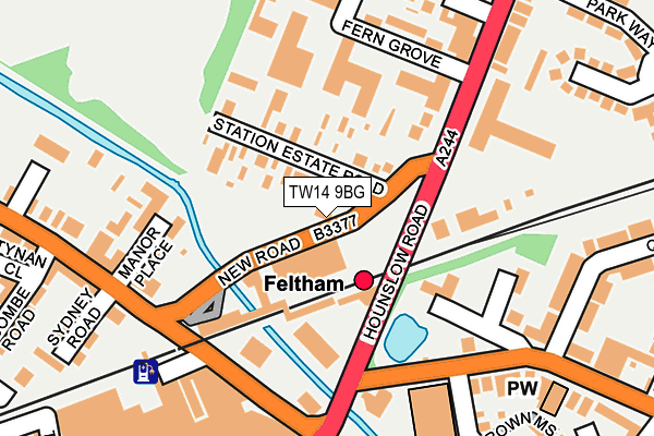 TW14 9BG map - OS OpenMap – Local (Ordnance Survey)