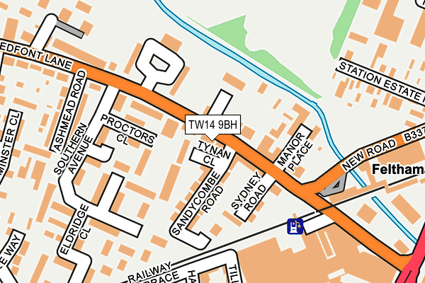 TW14 9BH map - OS OpenMap – Local (Ordnance Survey)