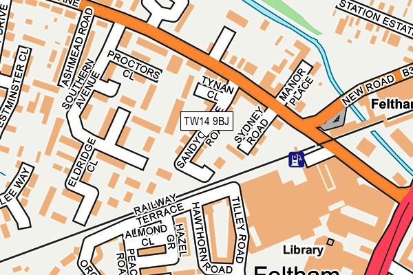 TW14 9BJ map - OS OpenMap – Local (Ordnance Survey)