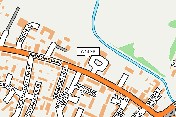 TW14 9BL map - OS OpenMap – Local (Ordnance Survey)