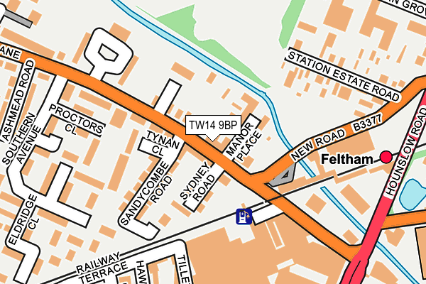 TW14 9BP map - OS OpenMap – Local (Ordnance Survey)