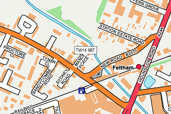 TW14 9BT map - OS OpenMap – Local (Ordnance Survey)