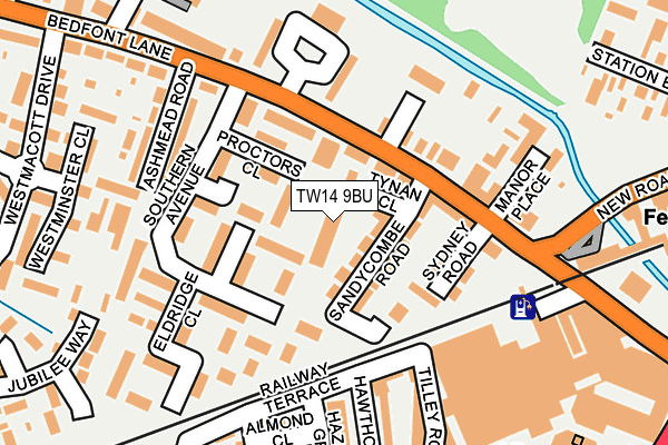 TW14 9BU map - OS OpenMap – Local (Ordnance Survey)