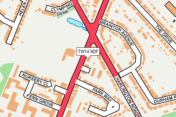 TW14 9DF map - OS OpenMap – Local (Ordnance Survey)