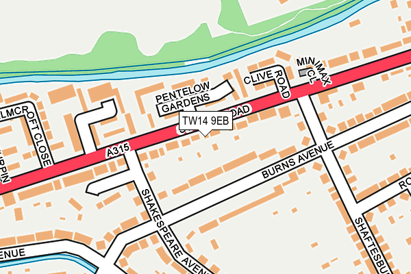 TW14 9EB map - OS OpenMap – Local (Ordnance Survey)