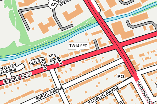 TW14 9ED map - OS OpenMap – Local (Ordnance Survey)