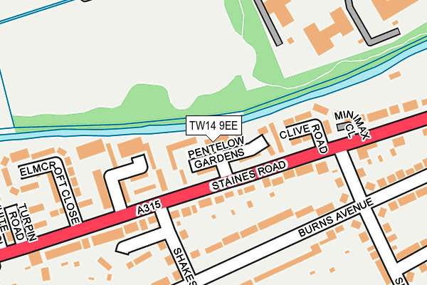 TW14 9EE map - OS OpenMap – Local (Ordnance Survey)