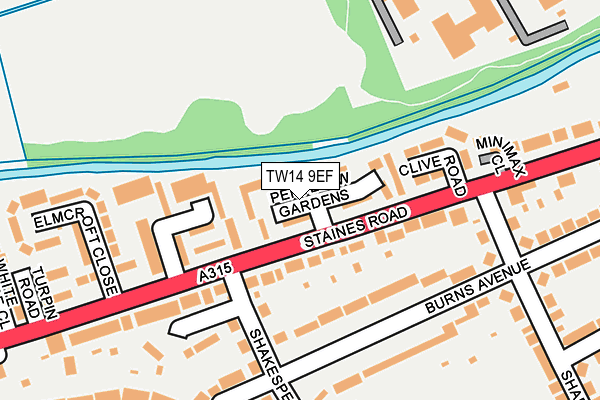 TW14 9EF map - OS OpenMap – Local (Ordnance Survey)