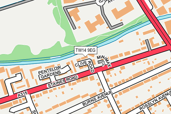 TW14 9EG map - OS OpenMap – Local (Ordnance Survey)